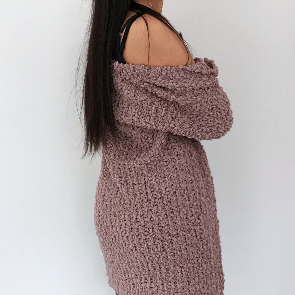 Mauve Fuzzy and Cozy Draped Cardigan - Picture 4 of 4